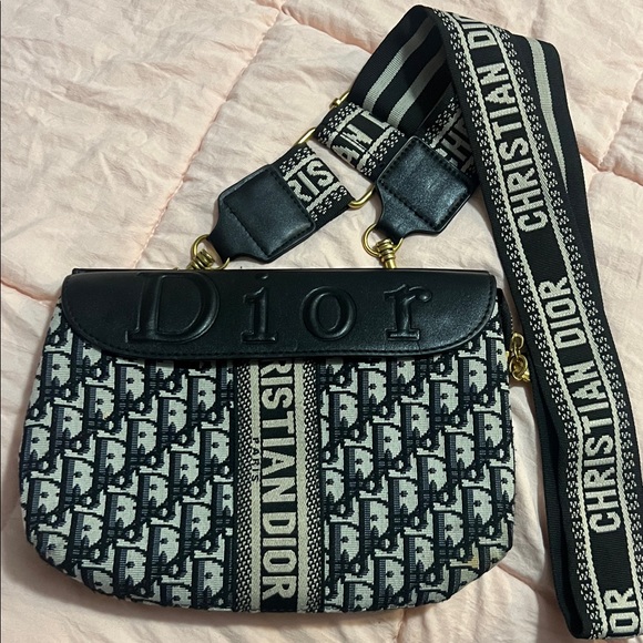 Dior Monogram Black and Cream Shoulder Bag - Picture 1 of 4